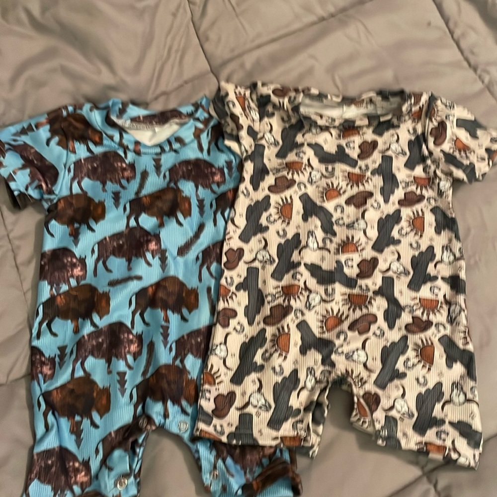 2 cute one piece rompers for baby boys. New without tags